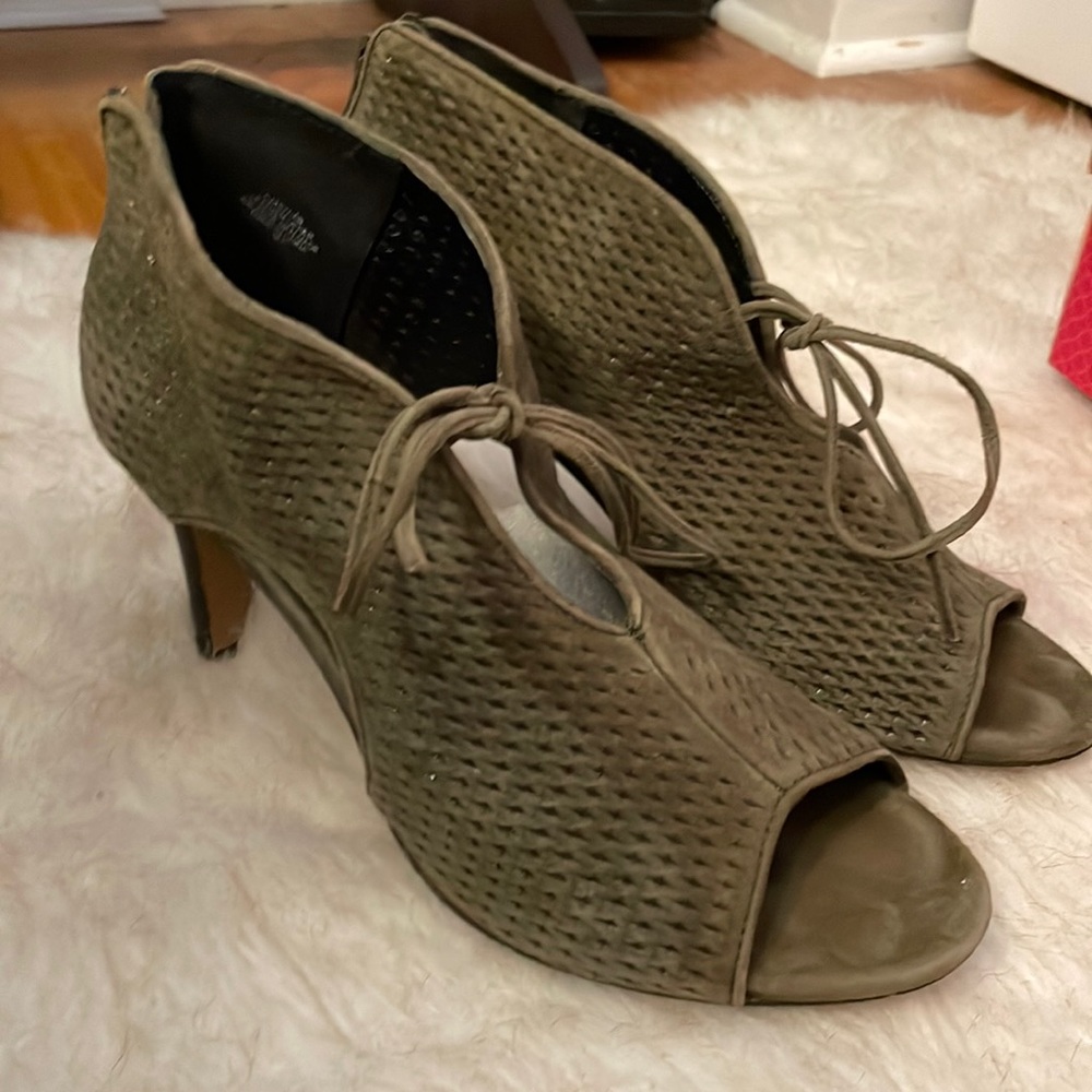 Sage green heel booties